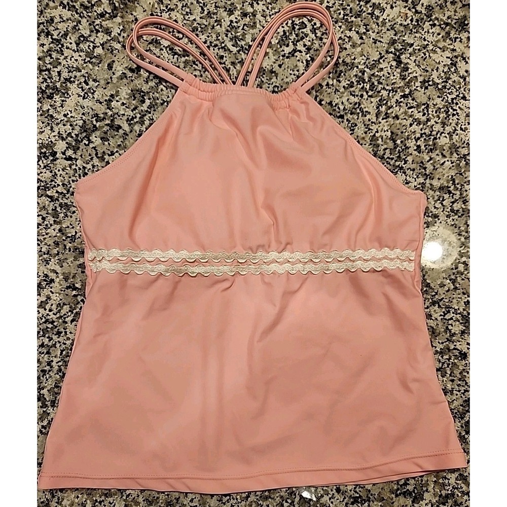 NEW Beachsissi Tankini‎  Swimsuit Pink Lace Top Size Large